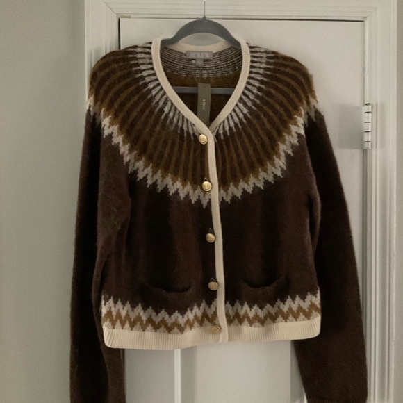 J. Crew Brown and White Fair Isle Cardigan - Picture 6 of 7